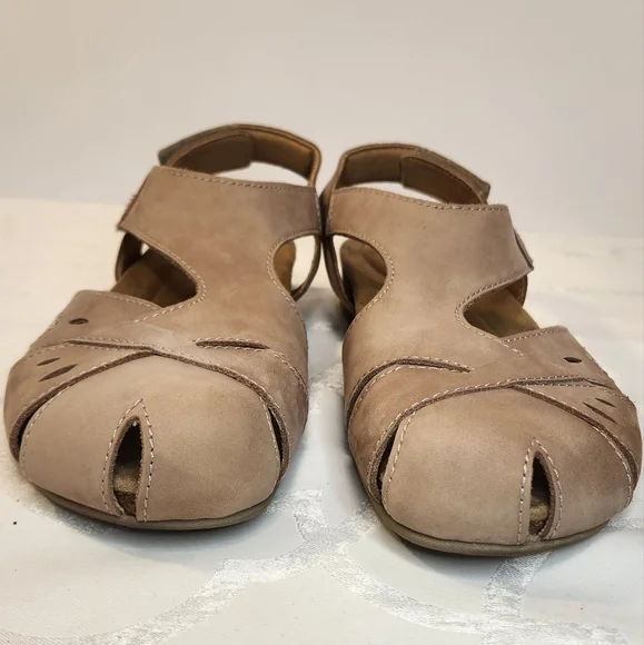 Earth Origins Etbirdine Comfort Support Tan Leather Slip On Sandal Size 7M - Picture 4 of 10